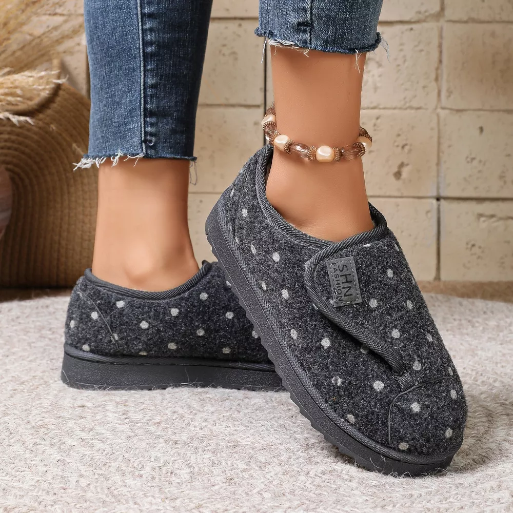 Polka Dot Round Toe Slip-Ons