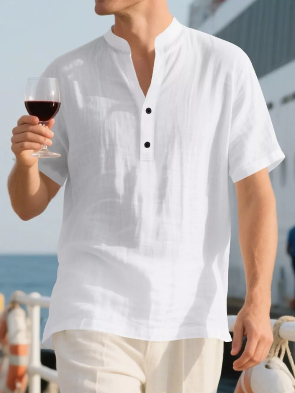 Men's Full Size Casual Linen Blend Short Sleeve Shirt Plus Size, image 10