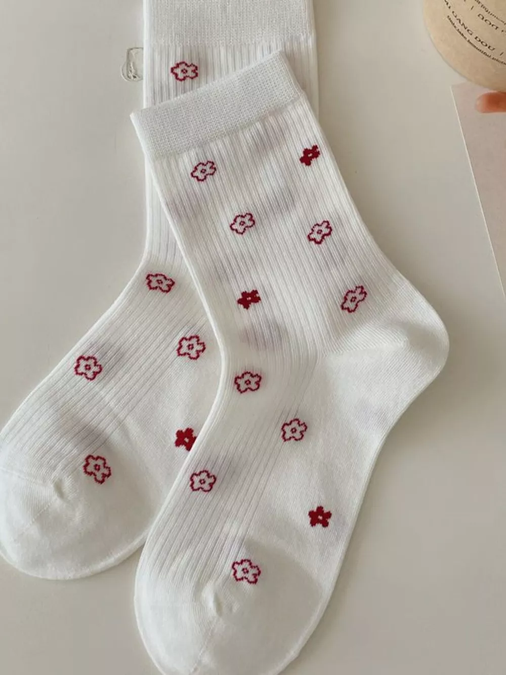 Floral Cotton Crew Socks, image 5