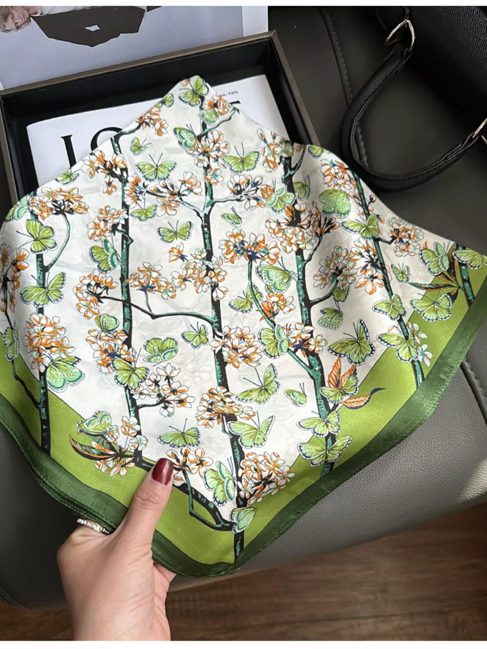 Floral Print Silk Scarf, image 5