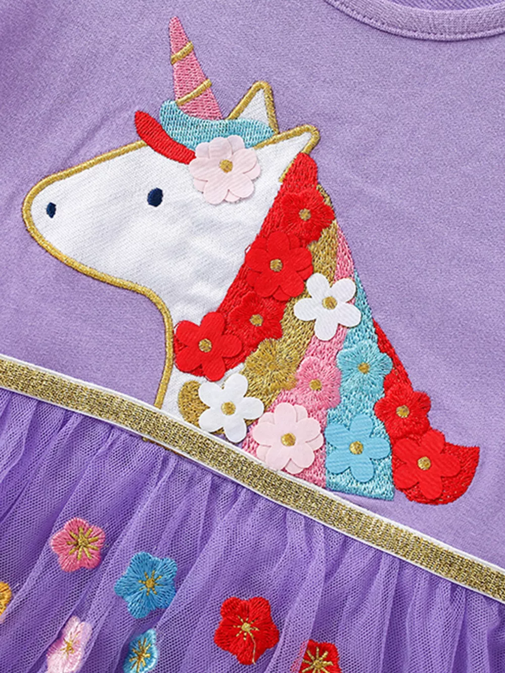 Children's Unicorn Embroidered Tulle Dress, image 4
