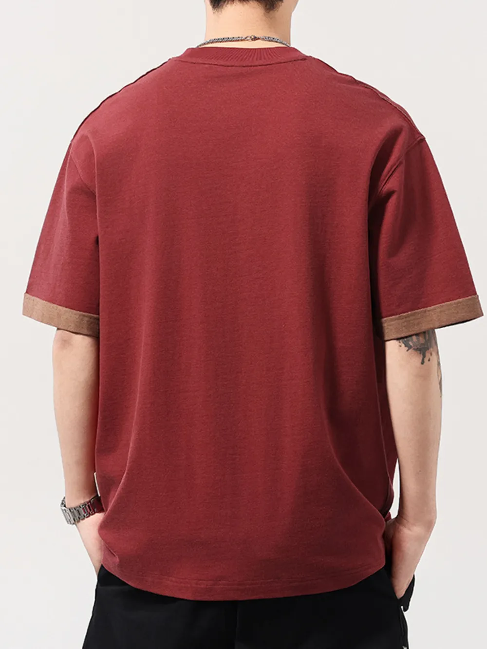 Men's Plus Size Letter Round Neck Short Sleeve T-Shirt, image 5