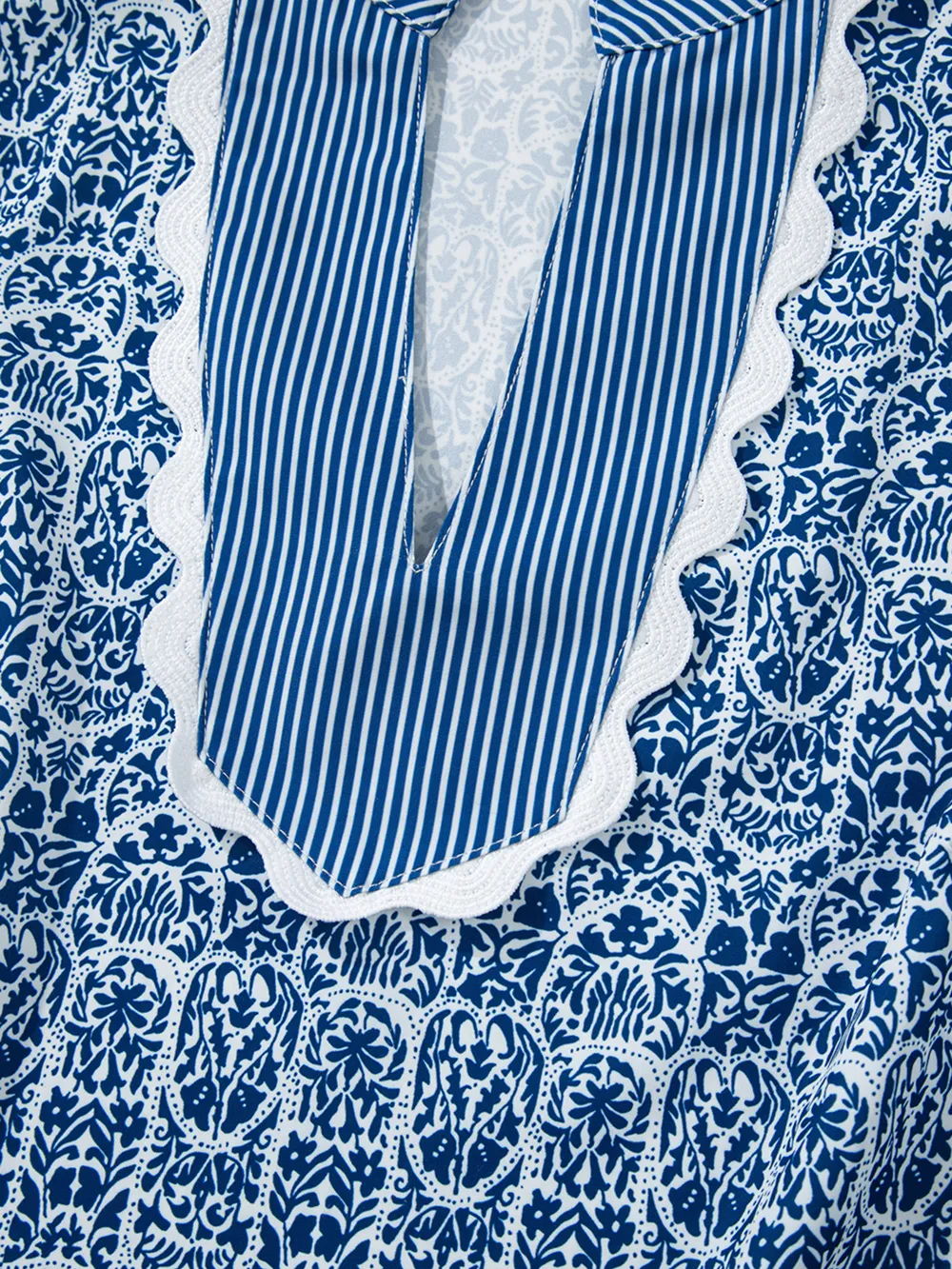 Printed Contrast Ric-Rac Puff Sleeve Top, image 10