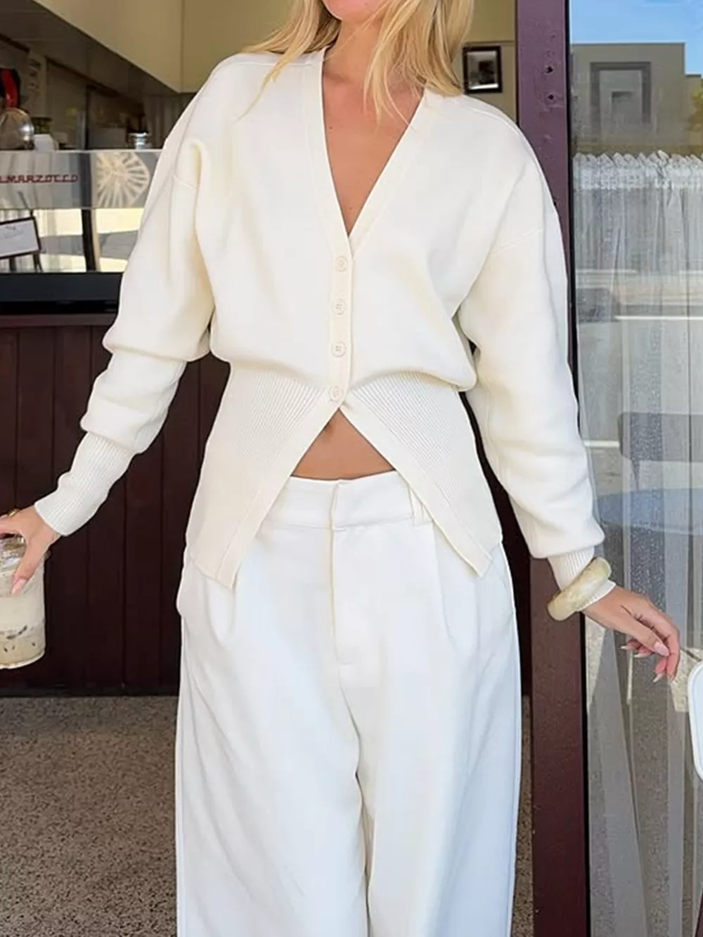 V-Neck Slim-Fit Cardigan, image 4