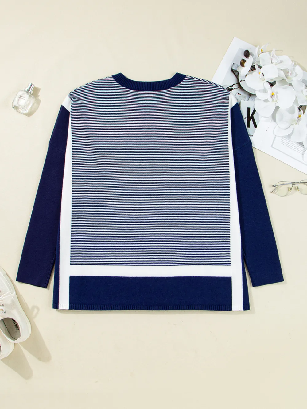 Stripe Dolman Oversize Tunic Sweater, image 5