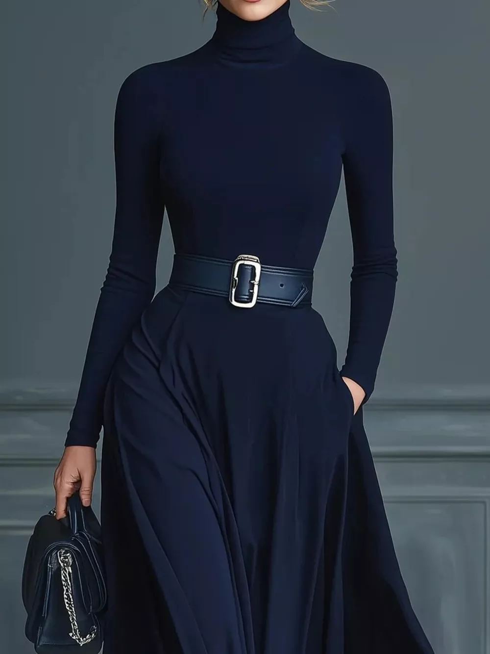 Turtleneck Long Sleeve Maxi Dress, image 2