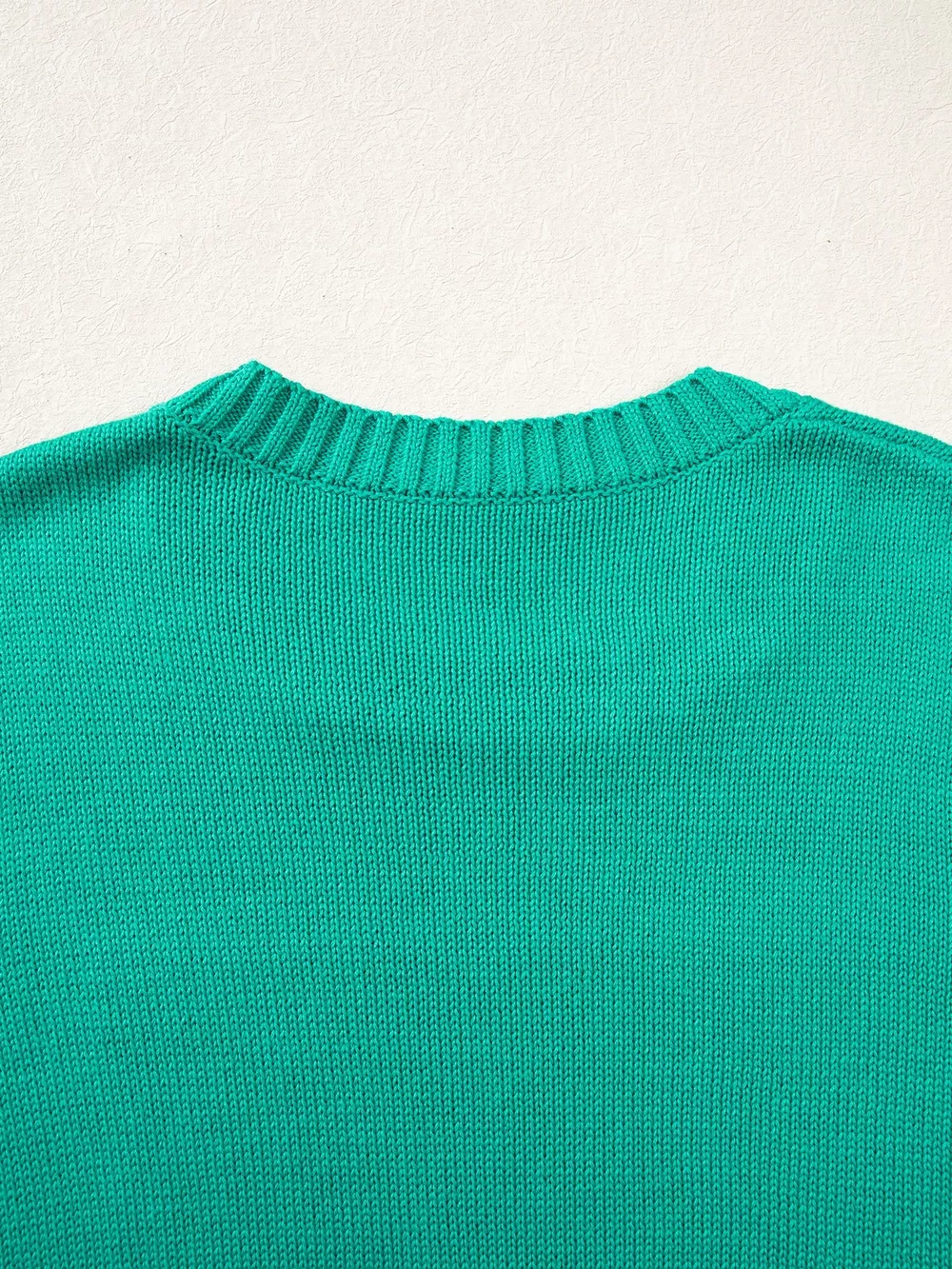 Merry Print Ribbed Trim Round Neck Loose Fit Sweater, image 20