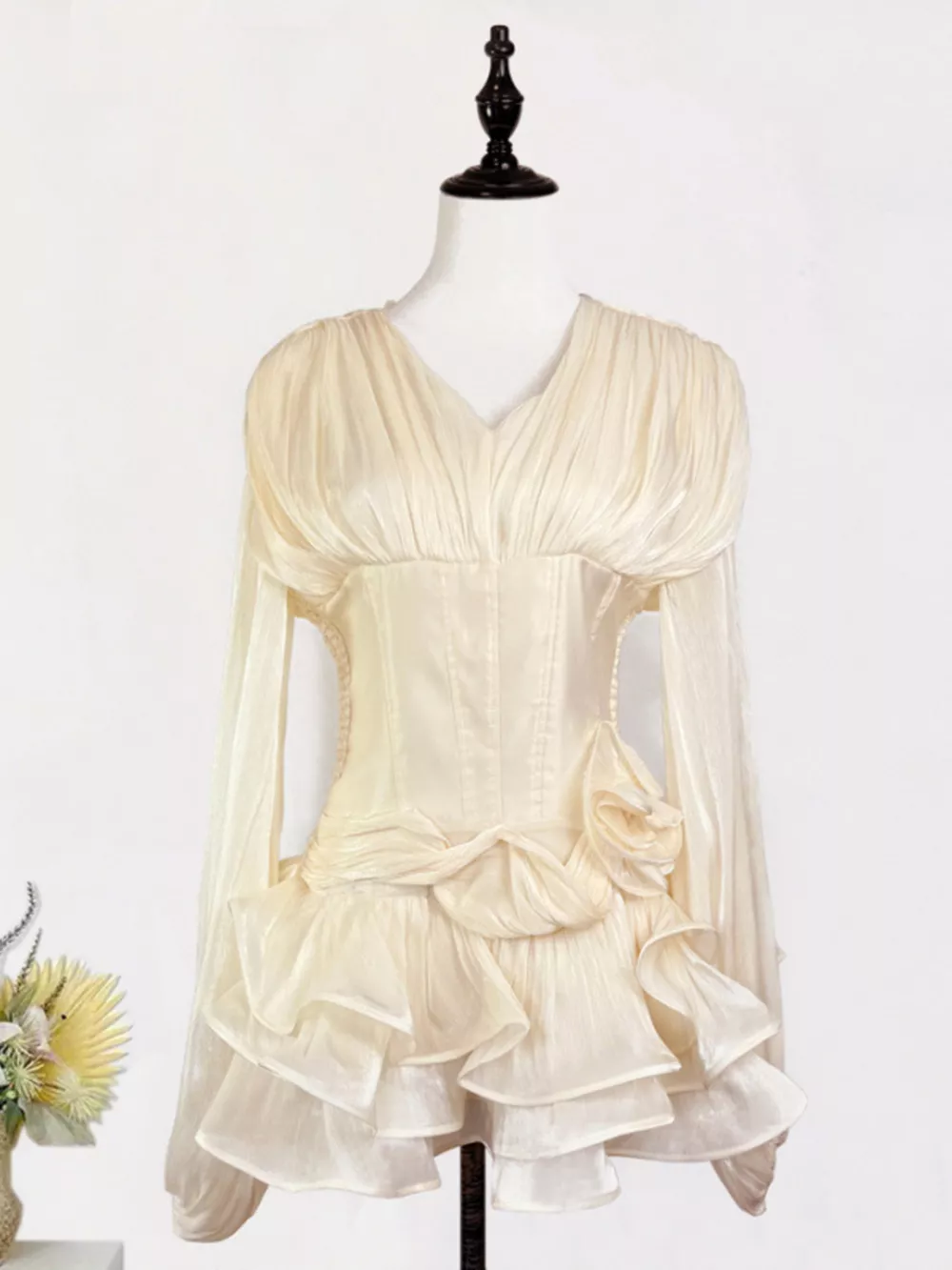 Ruffled Long Sleeve Mini Dress, image 3