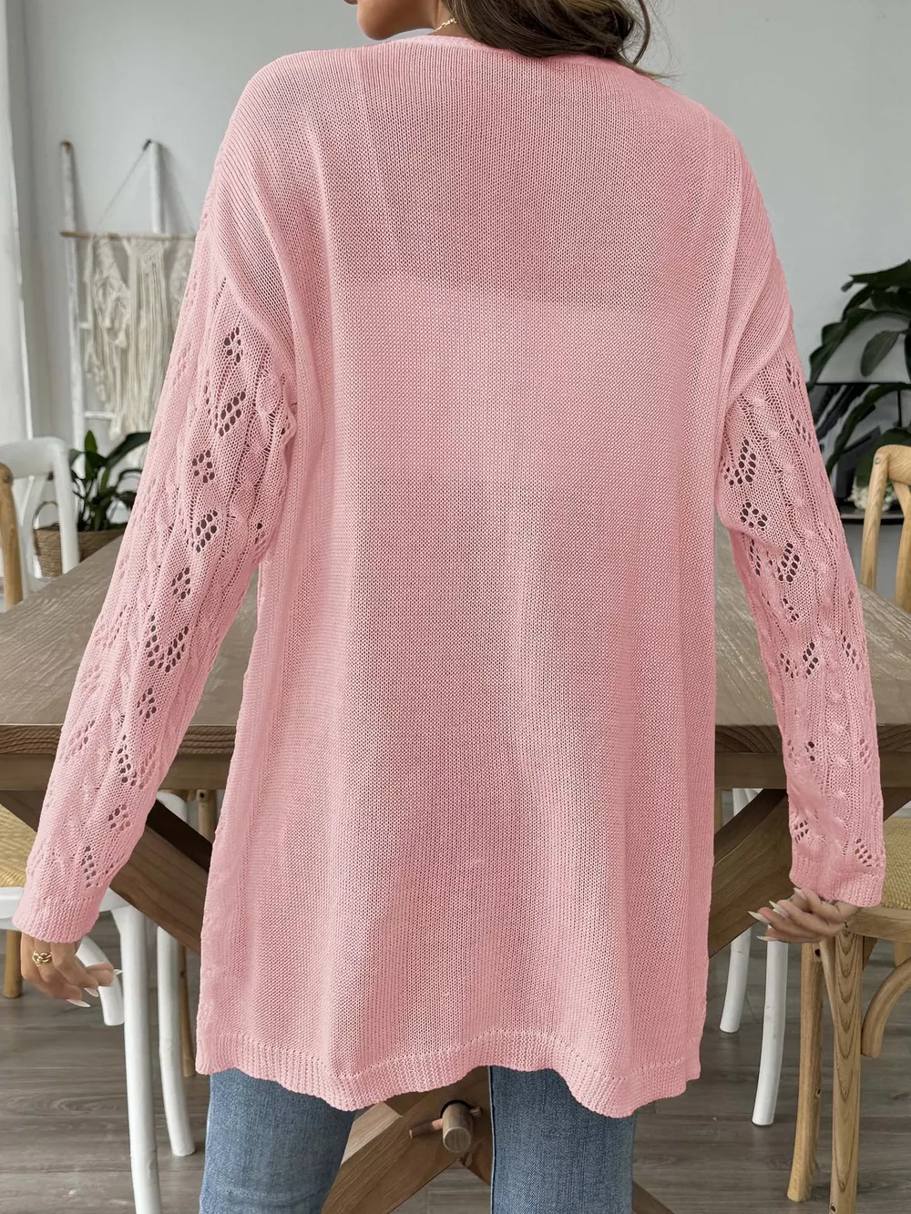 Openwork Open Front Knit Cardigan, image 16