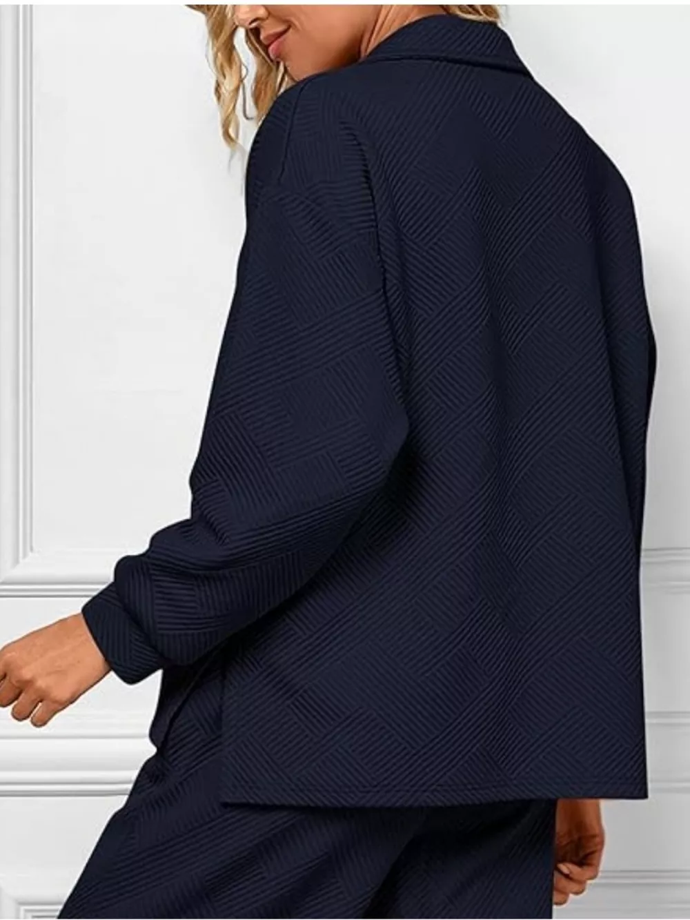 Side Slit Textured Top and Drawstring Pants Set, image 20