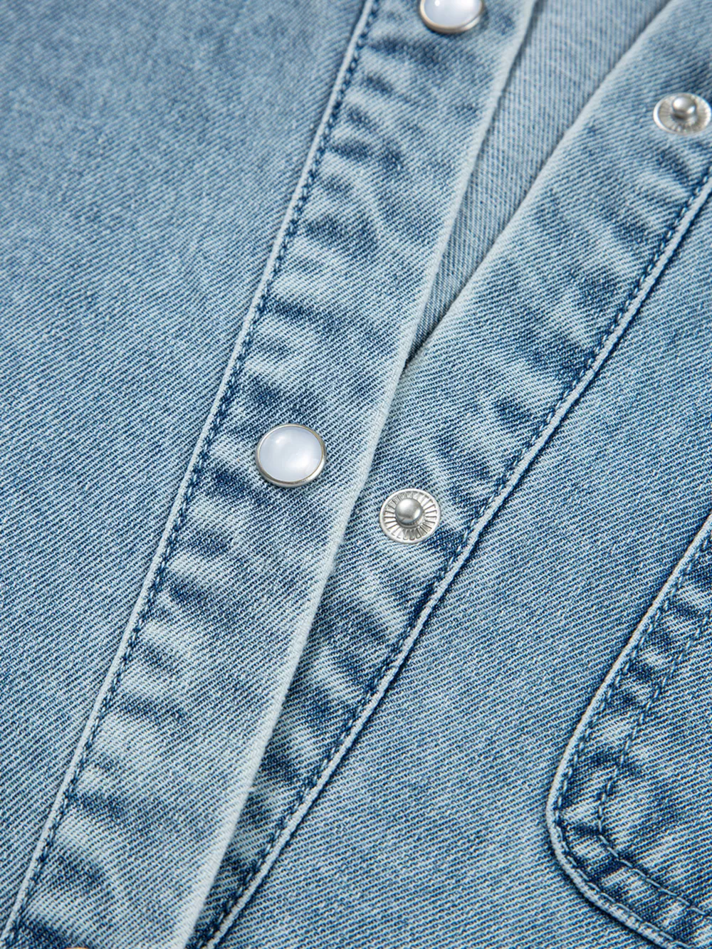 Smocked Cuffs Flared Denim Shirt Mini Dress, image 12
