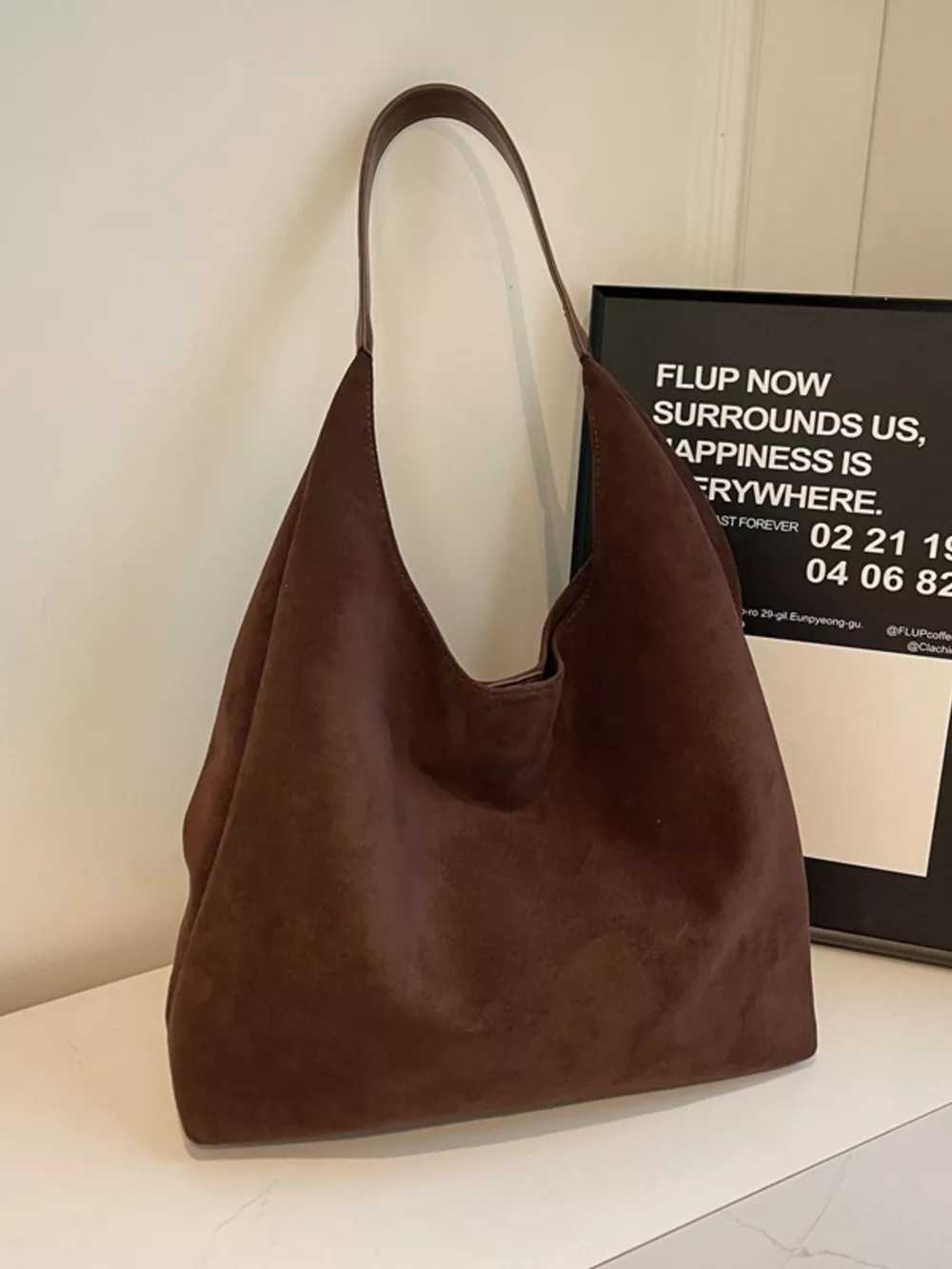 Solid Color Suede Tote Bag, image 9