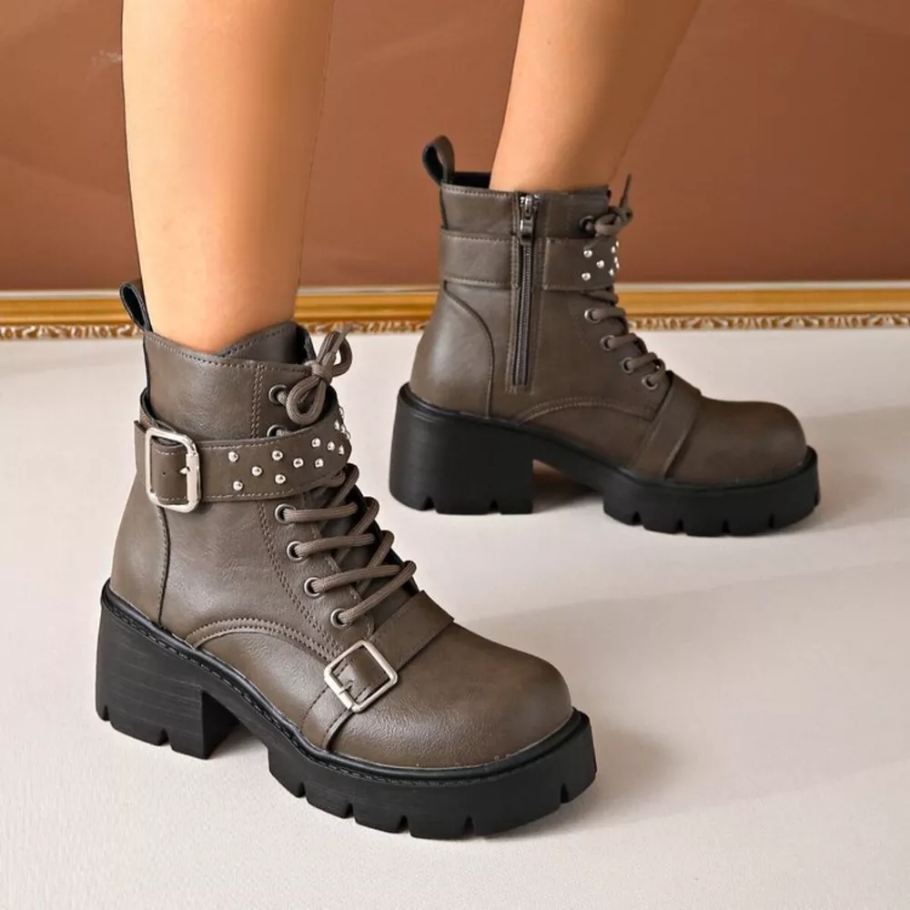 Round Toe Block Heels Boots, image 7