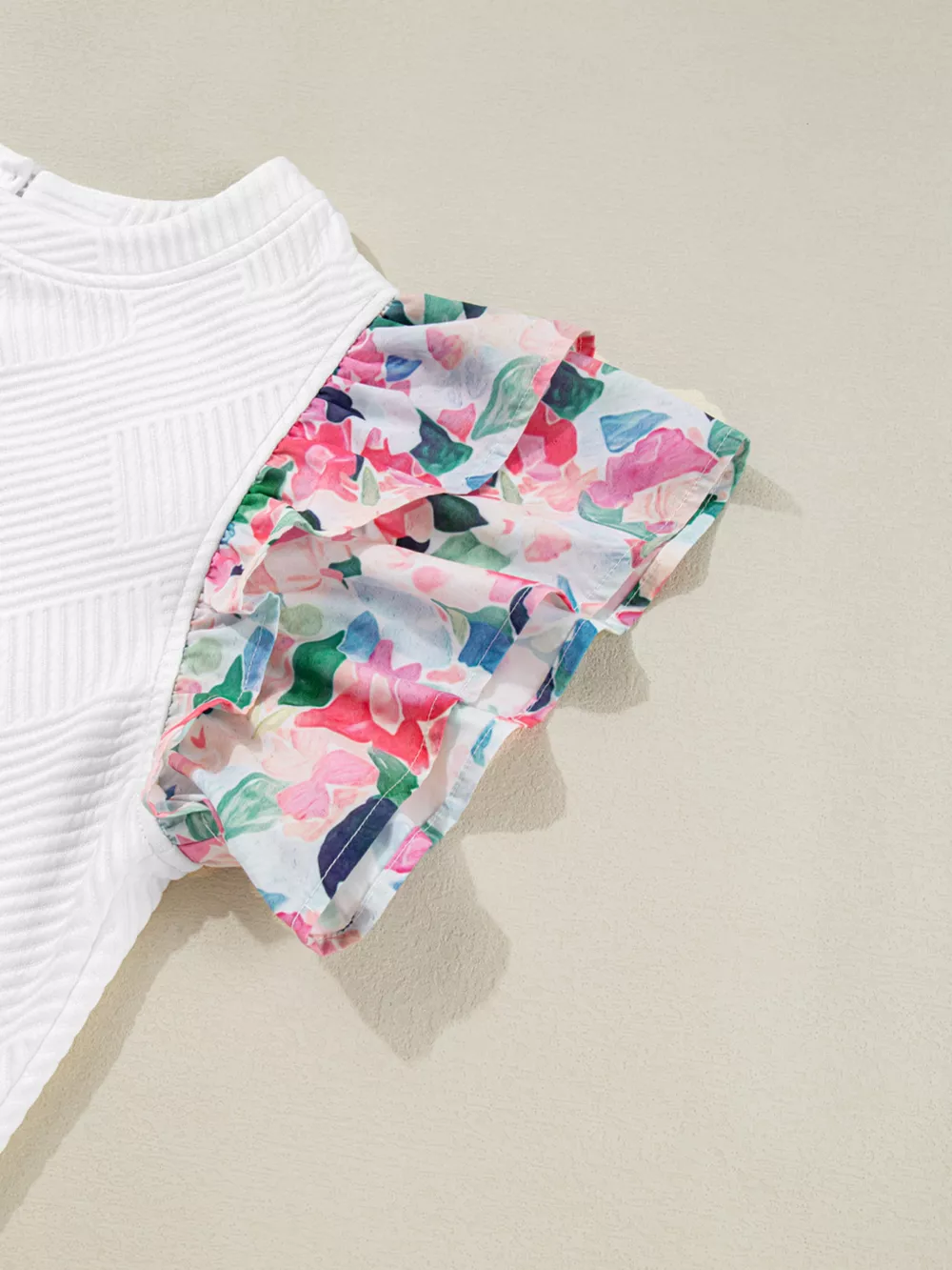 Abstract Print Tiered Ruffled Sleeve Textured Knit Top, image 11