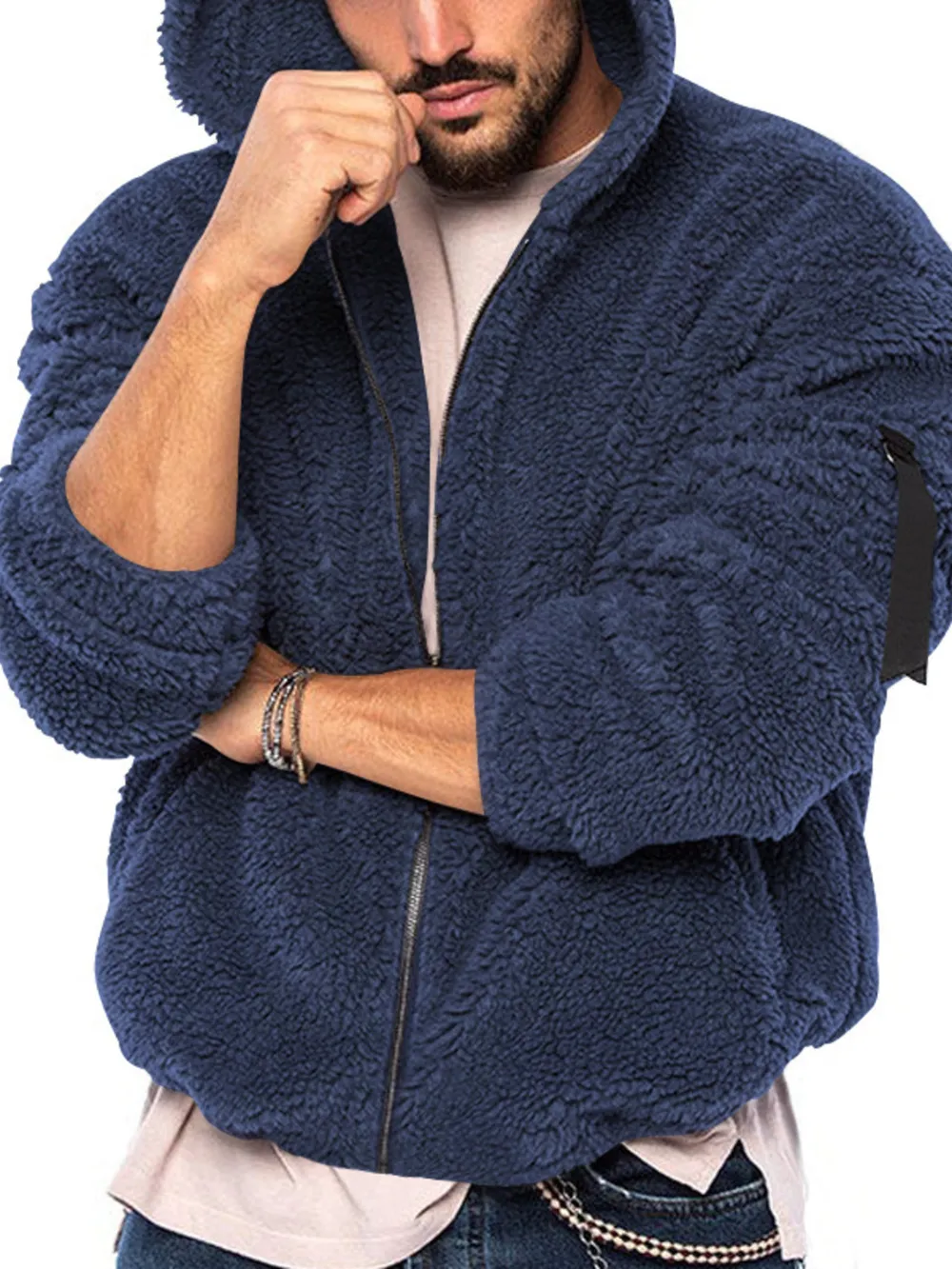 Men's Full Size Sherpa Fleece Hooded Zip-Up Jacket Plus Size, image 6