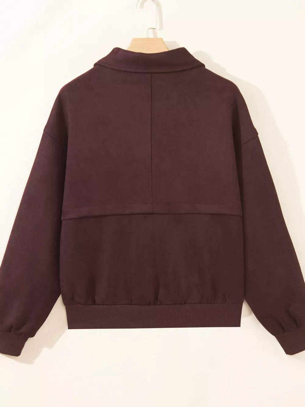 Zip-up Metal Placket Collar Long Sleeve Jacket, image 6