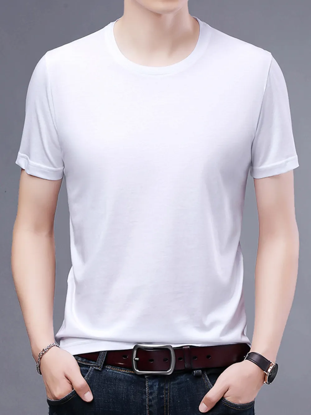 Men's Plus Size Classic Crew Neck Basic T-Shirt, image 2