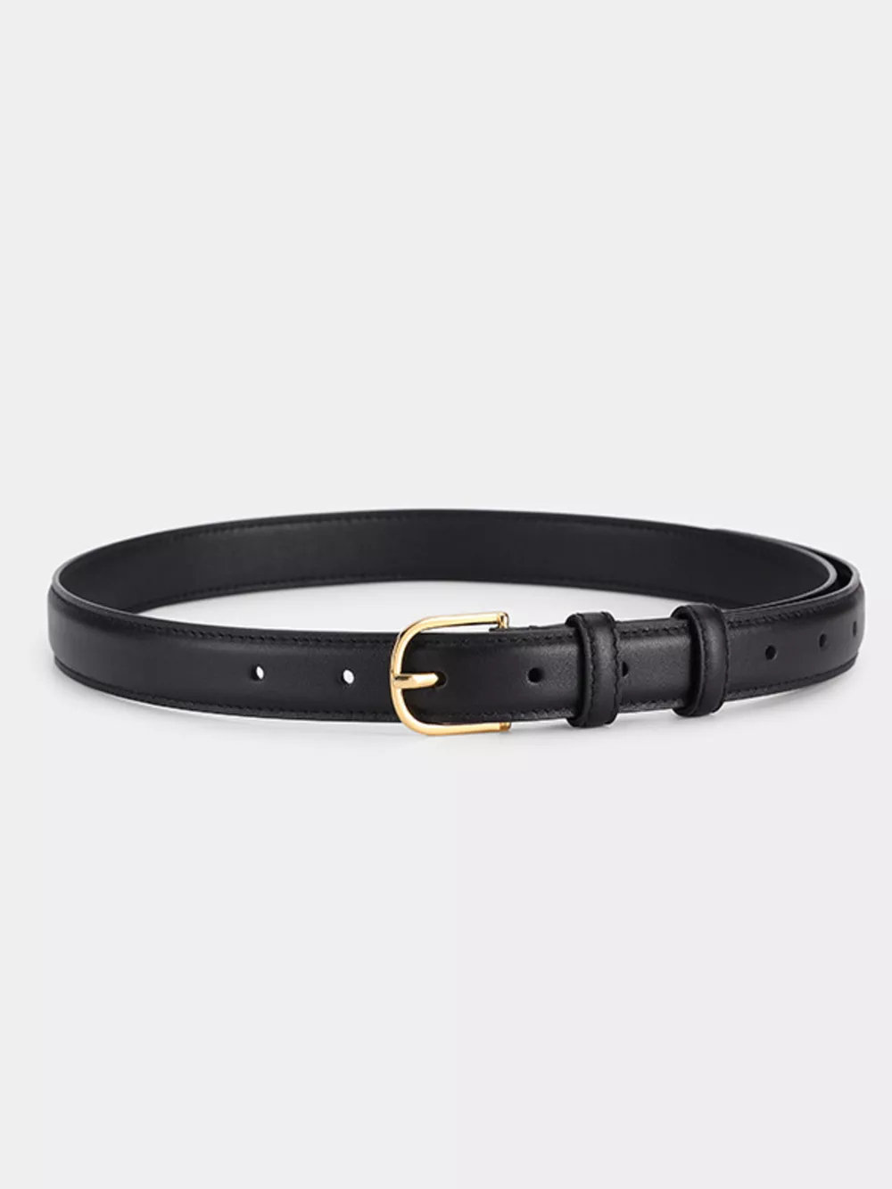 Classic Leather Belt with Golden Buckle