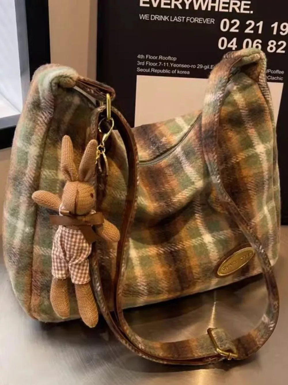 Plaid Pattern Shoulder Crossbody Bag, image 3