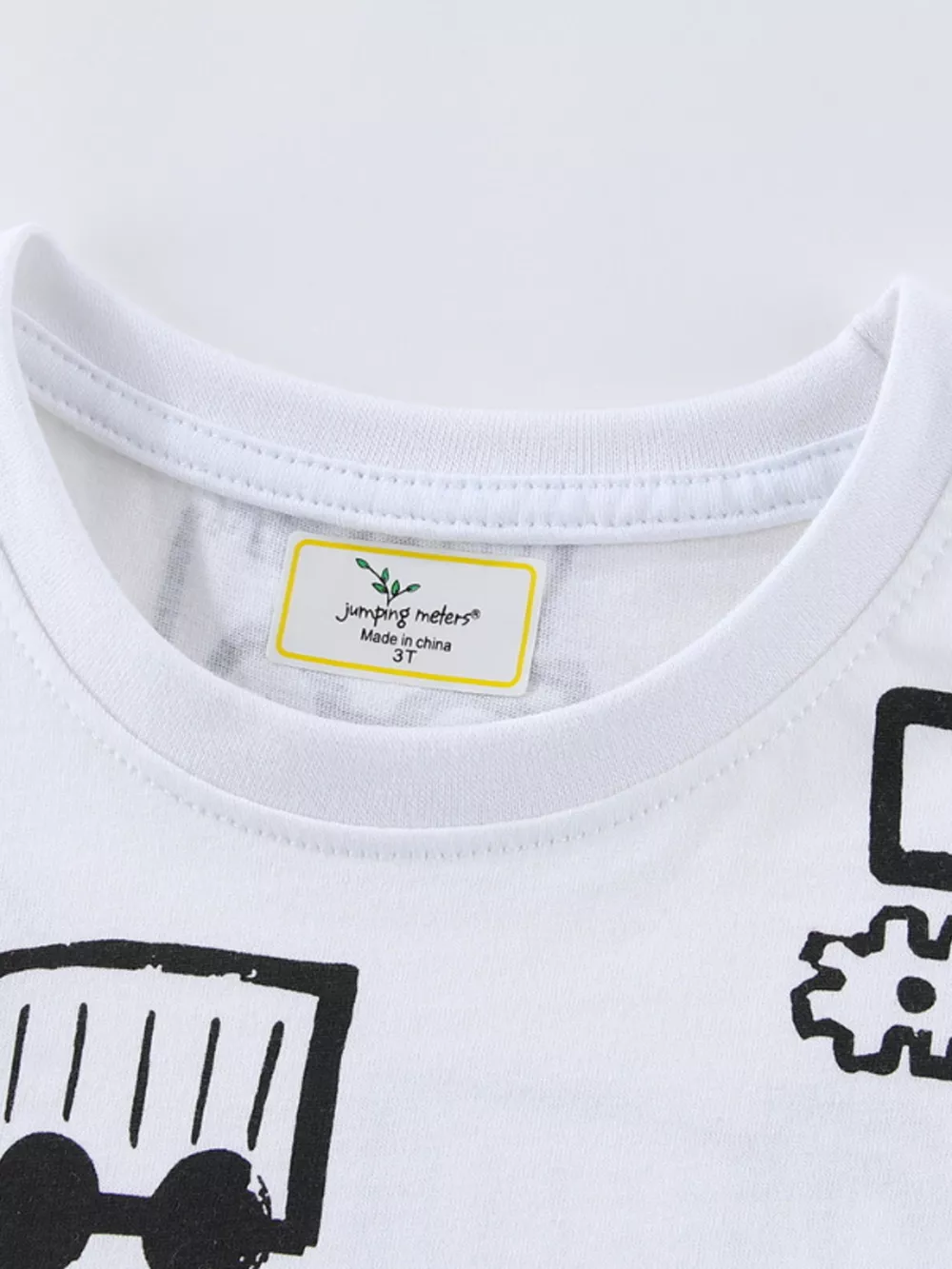 Children's Construction Vehicle Print Crew Neck Short Sleeve T-Shirt, image 2