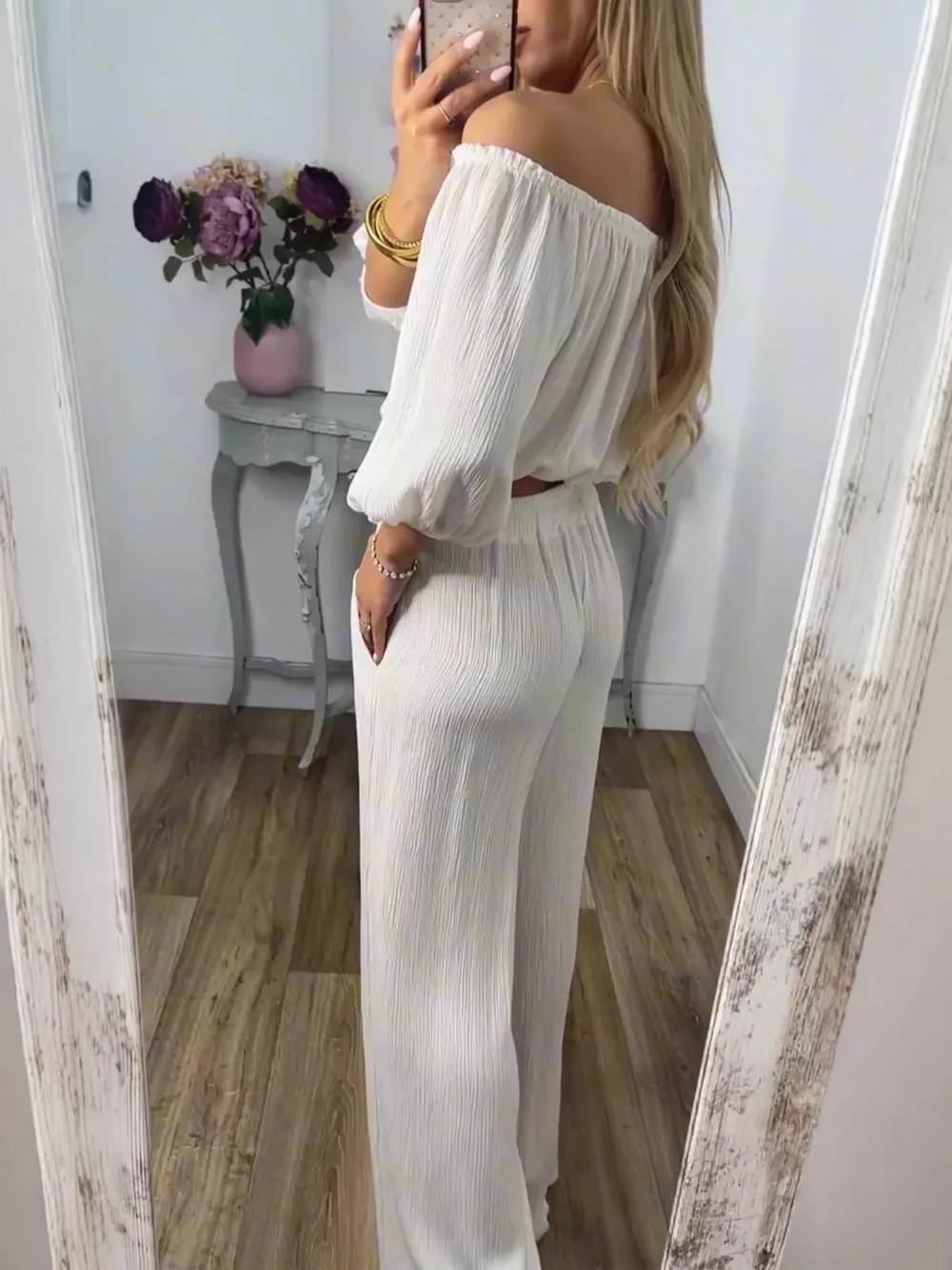 Full Size Off-Shoulder Top and Pants Set Plus Size, image 8