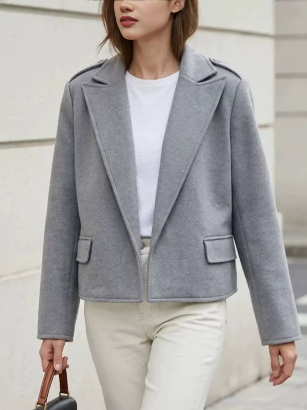 Lapel Collar Cropped Outerwear, image 8