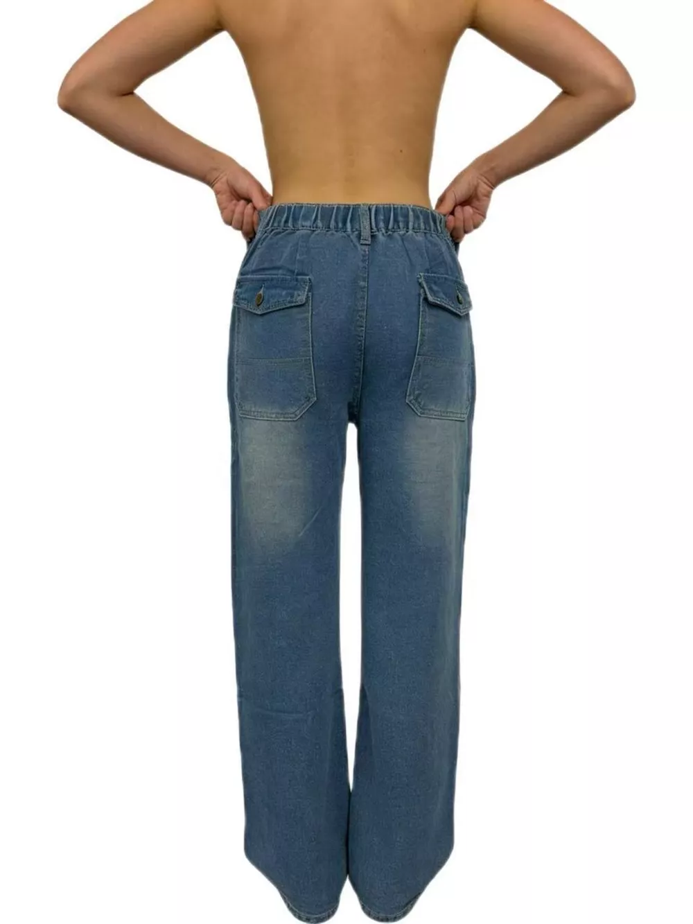 Wide Leg Contrast Stitching Jeans, image 10