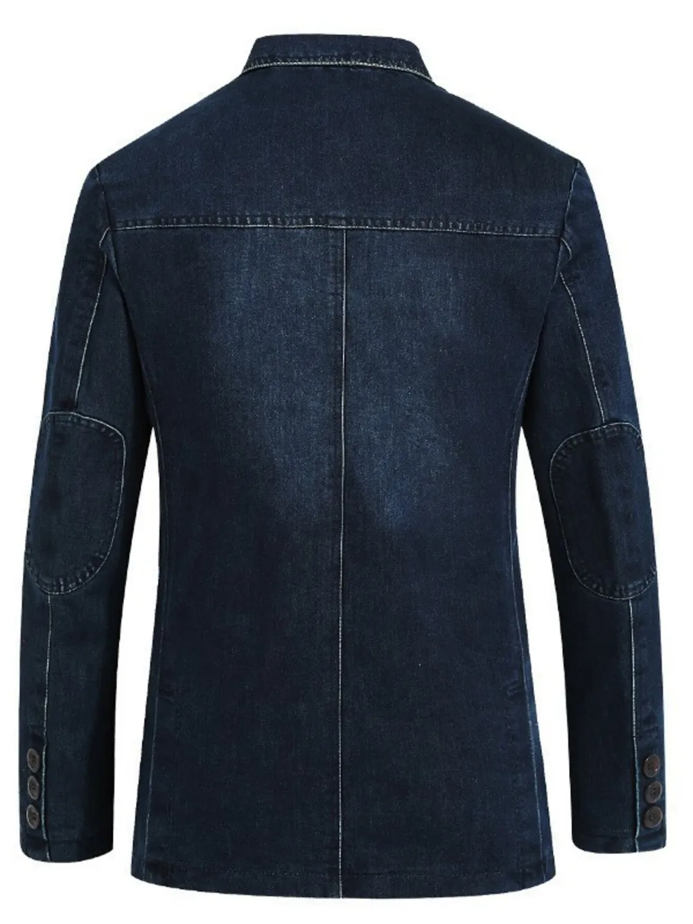 Men's Plus Size Single-Breasted Denim Blazer Jacket, image 5