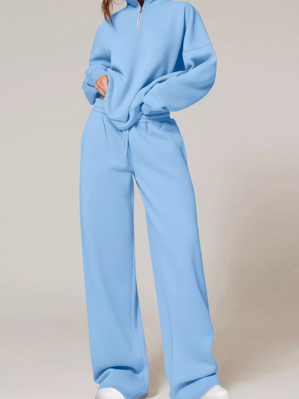 Half-Zip Sweatshirt and Wide-Leg Sweatpants Set, image 5