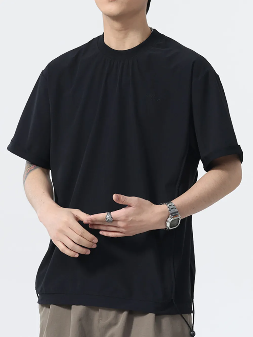 Men's Plus Size Round Neck Oversized Cotton T-Shirt, image 2