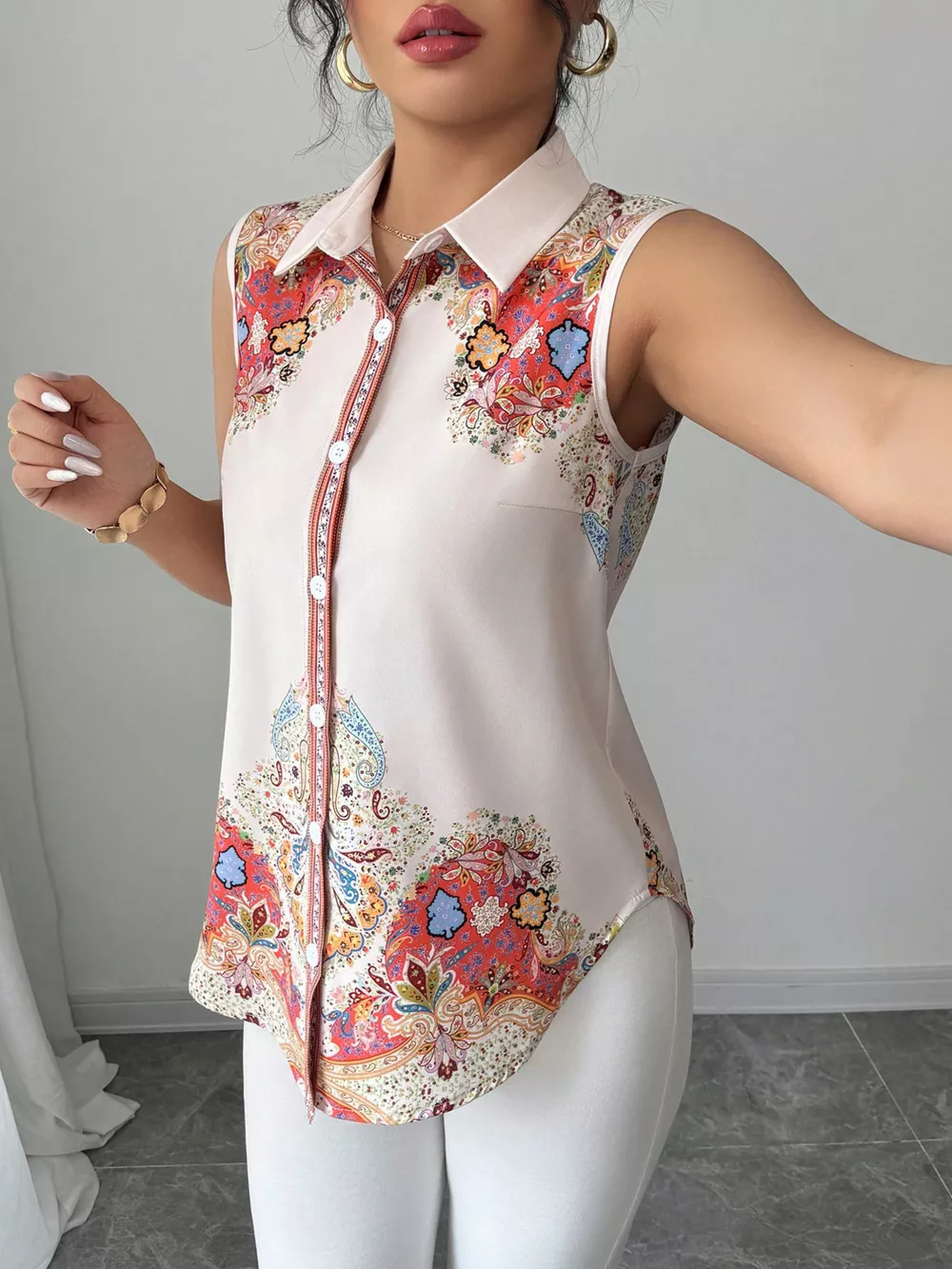 Button Up Sleeveless Shirt, image 4