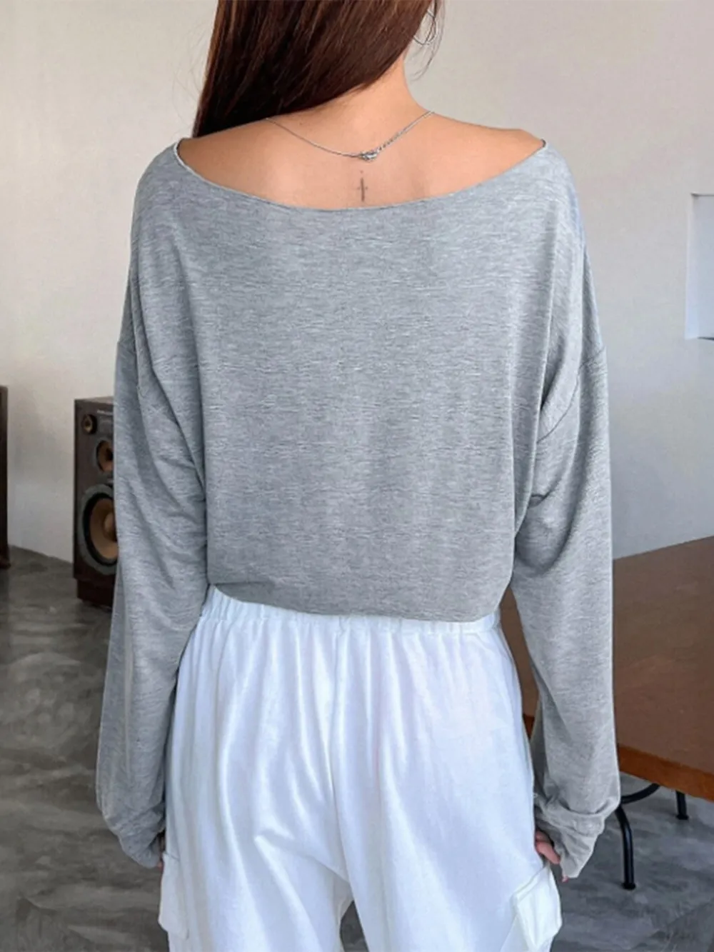 Boat Neck Long Sleeve T-Shirt, image 3