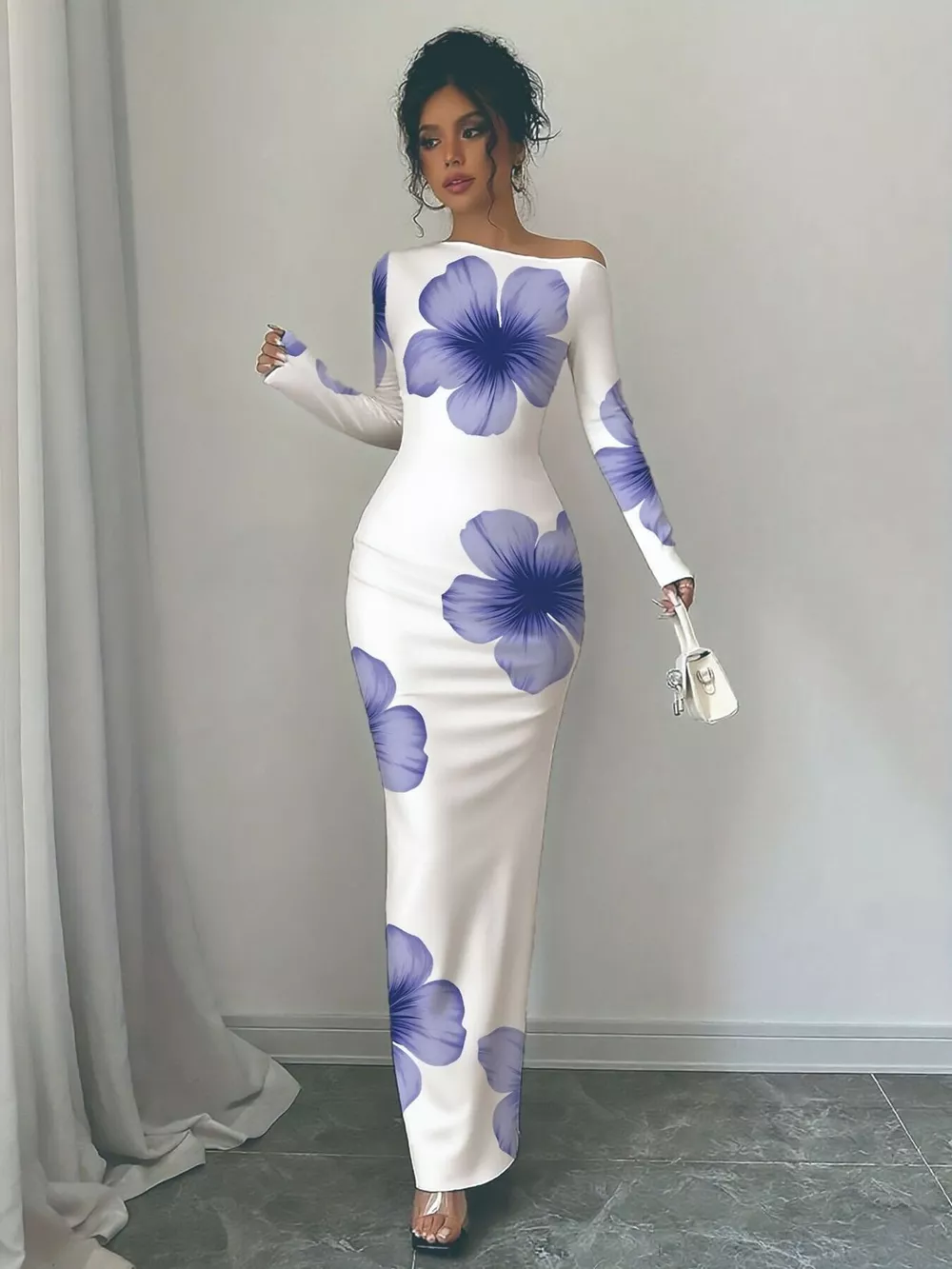 Floral Print One Shoulder Maxi Dress, image 22