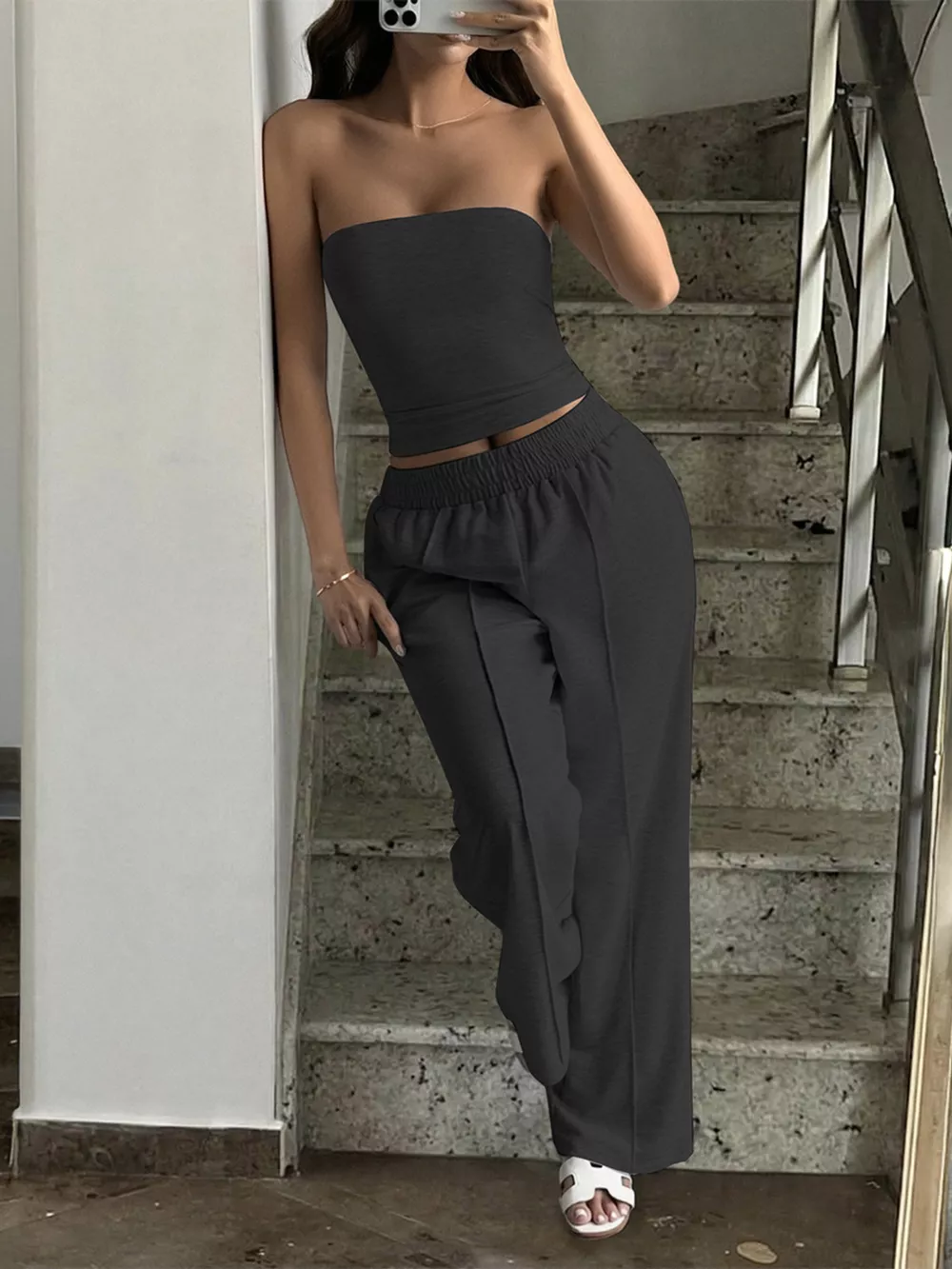 Tube Top and Wide Leg Pants Set, image 6