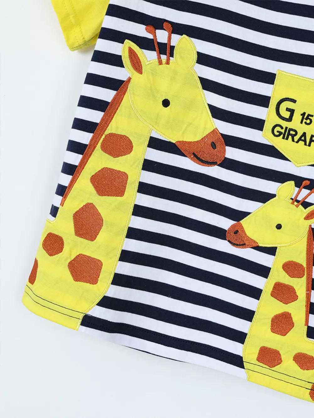 Children's Giraffe Embroidered Striped T-Shirt, image 4
