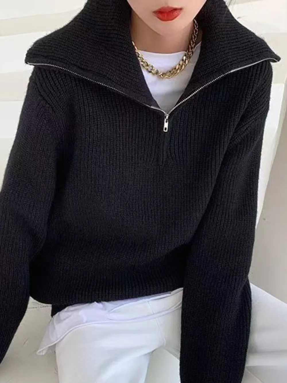 Half-Zip Long Sleeve Sweater, image 16