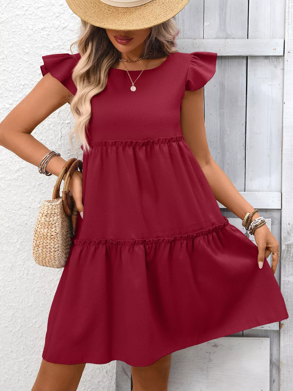 Ruffle Sleeve Tiered Mini Dress, image 19