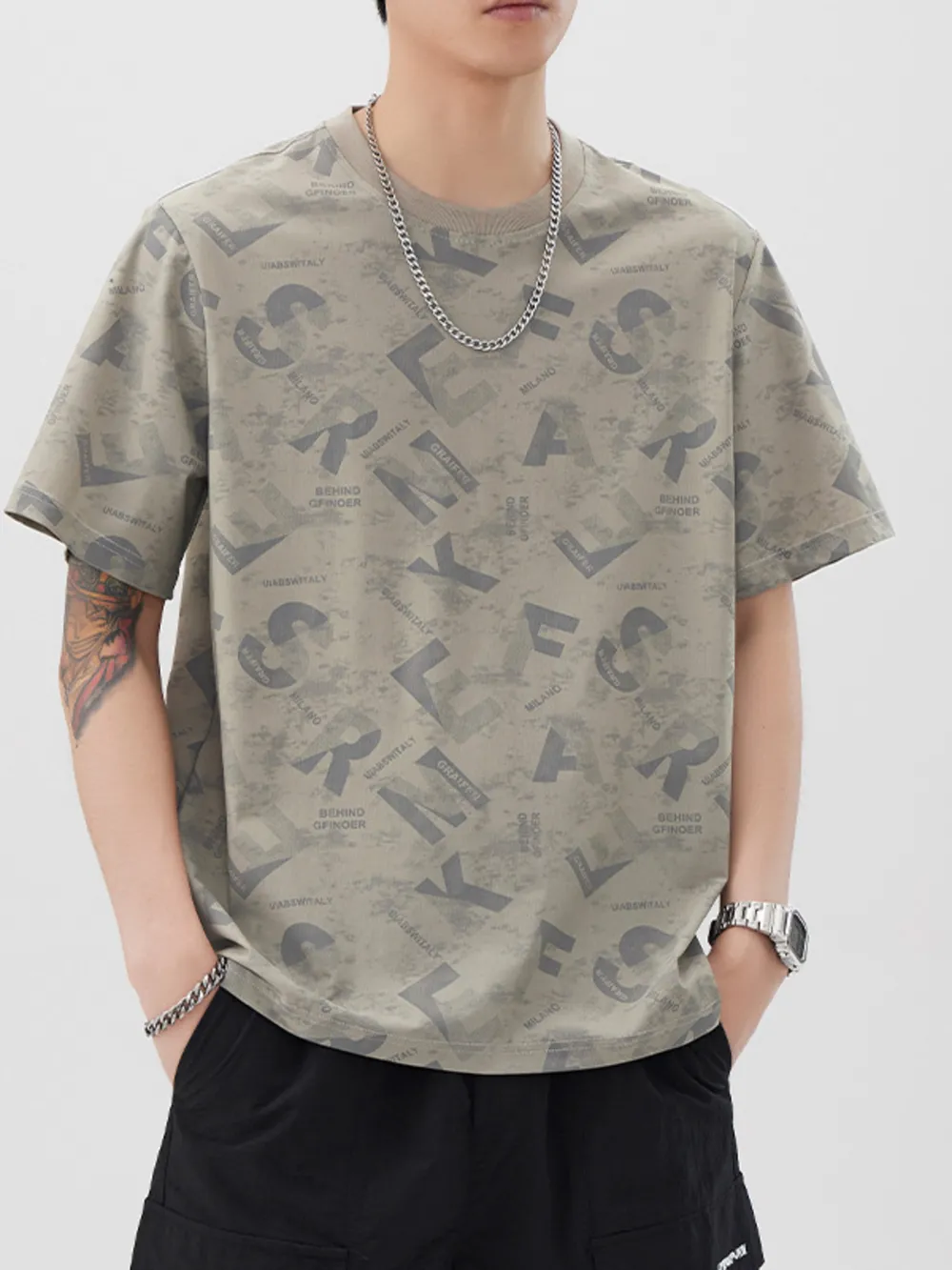 Men's Plus Size Round Neck Graphic T-Shirt, image 2
