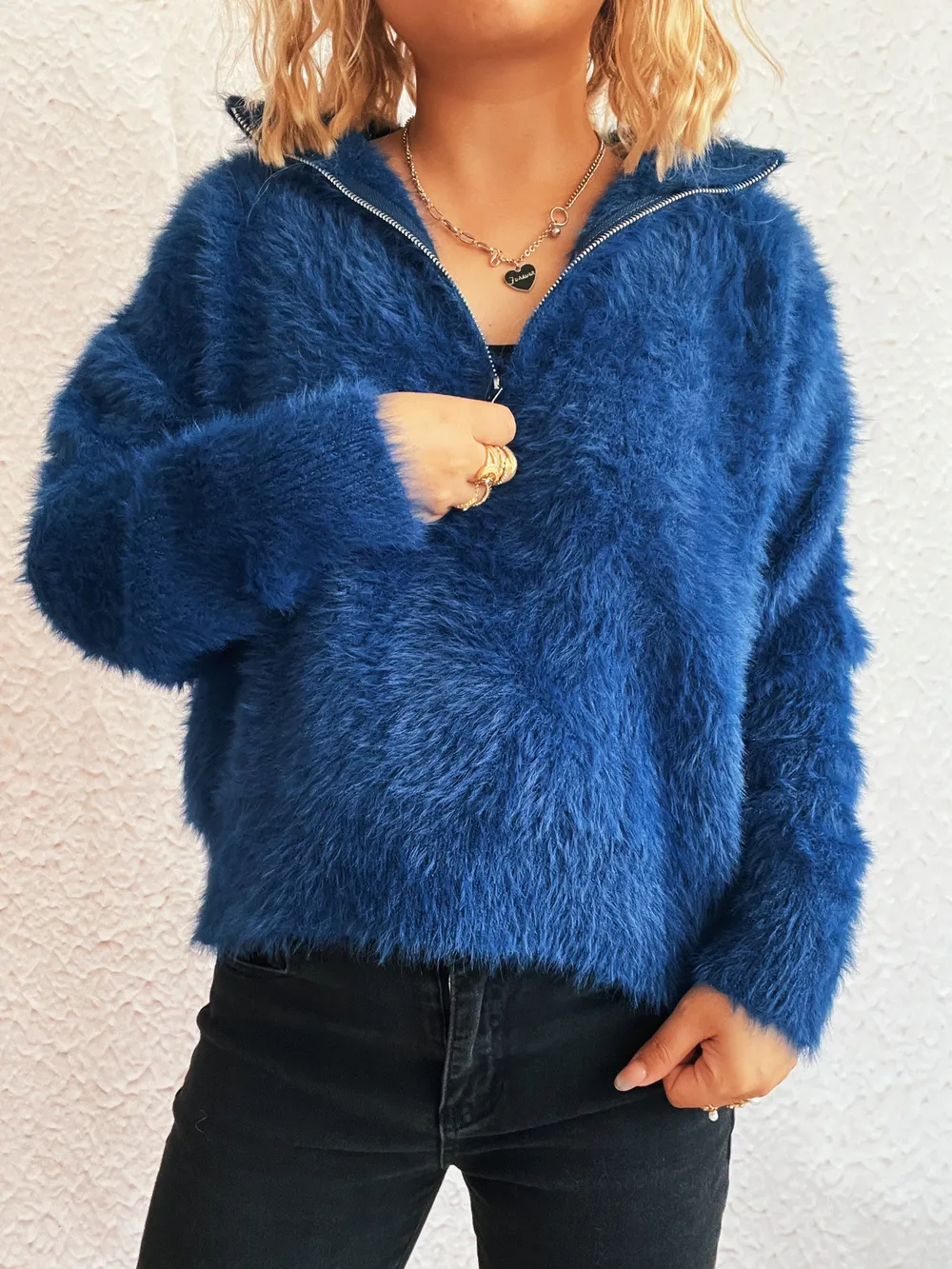 Cozy Fuzzy Half-Zip Sweater, image 7