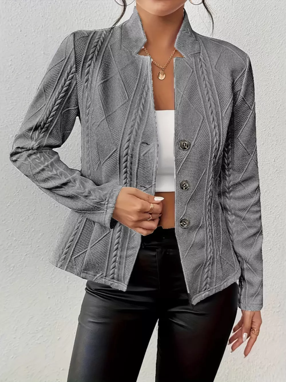 Textured Knit Button-Front Blazer, image 21