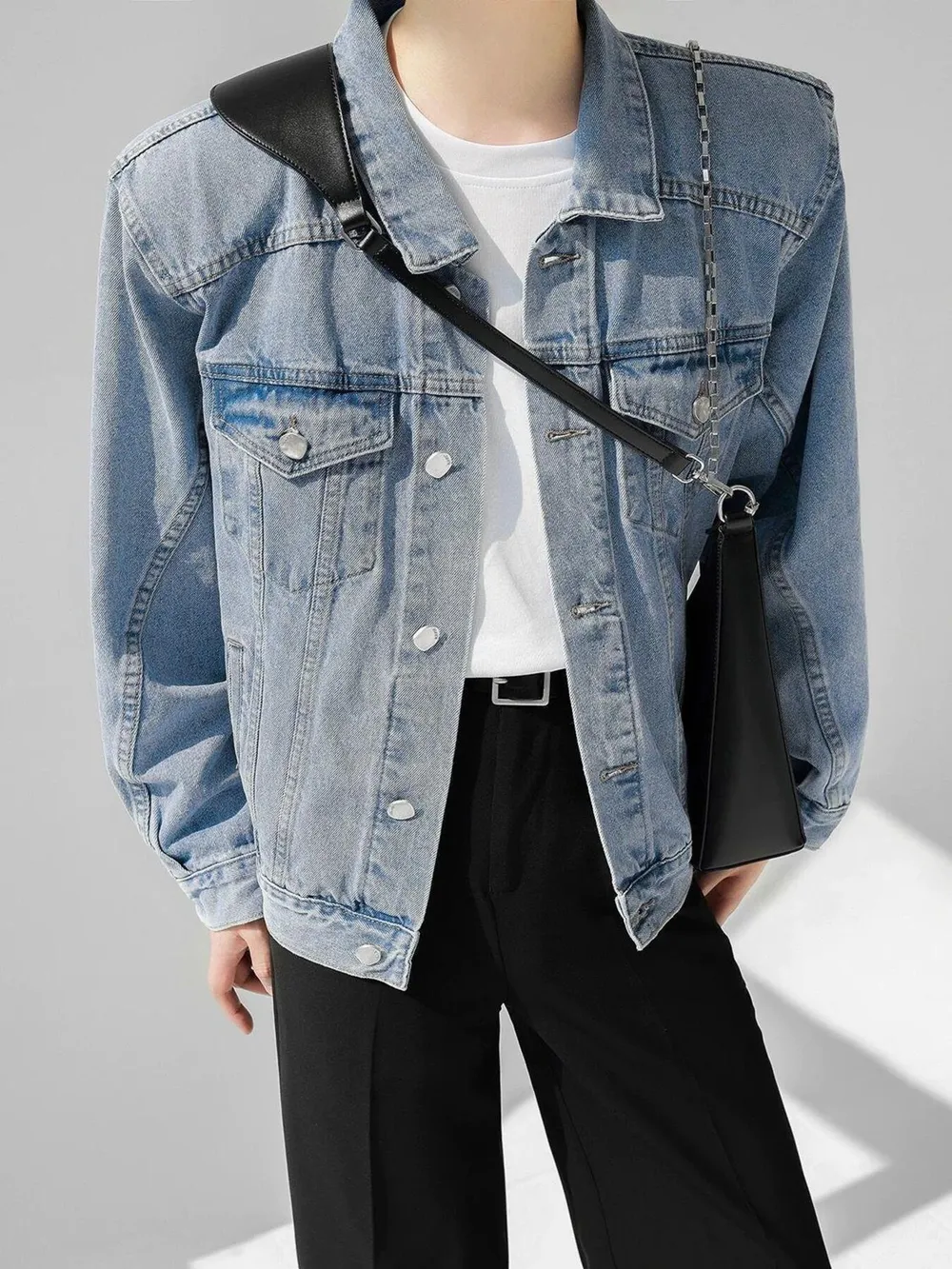 Men's Plus Size Button Up Long Sleeve Denim Jacket, image 6