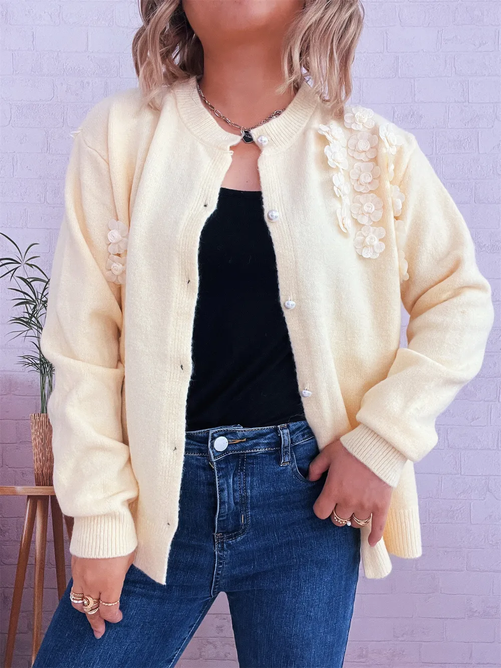 Flower Button Up Long Sleeve Cardigan, image 23