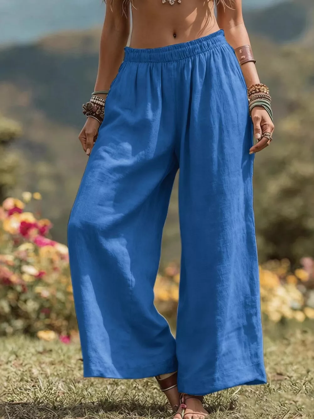 Full Size Bohemian Wide-Leg Pants Plus Size, image 3
