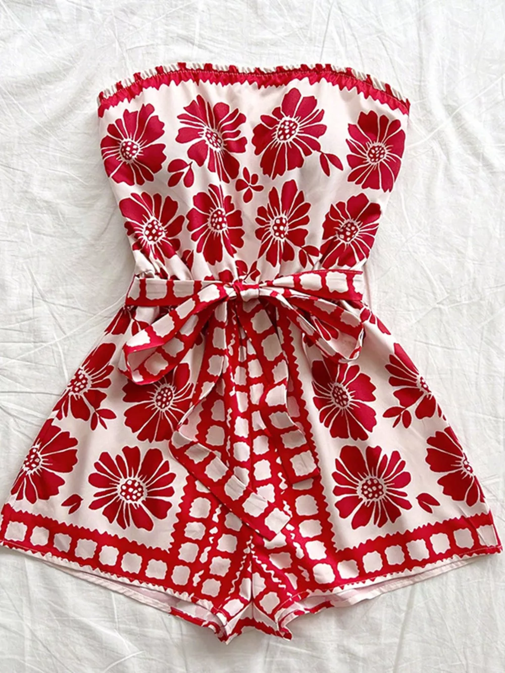 Strapless Tie Waist Romper, image 10