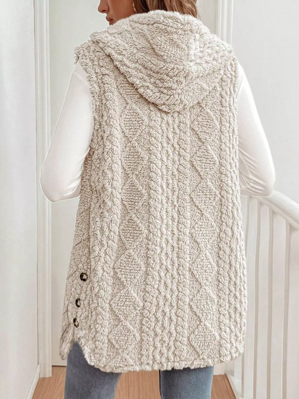 Cozy Sherpa Fleece Hooded Vest Coat, image 10