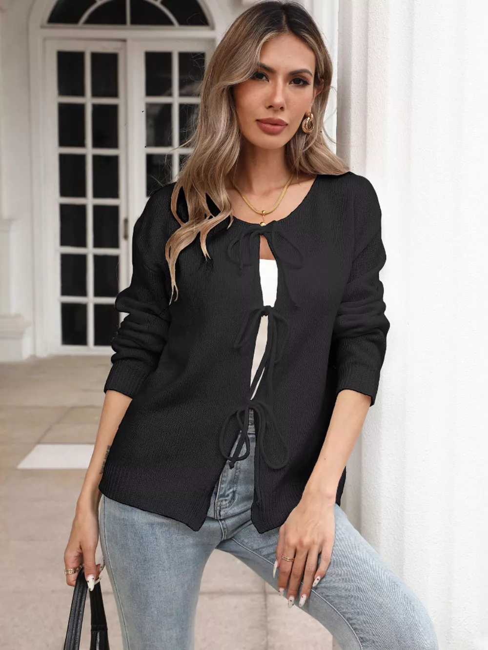 Tie-Front Long Sleeve Cardigan, image 8