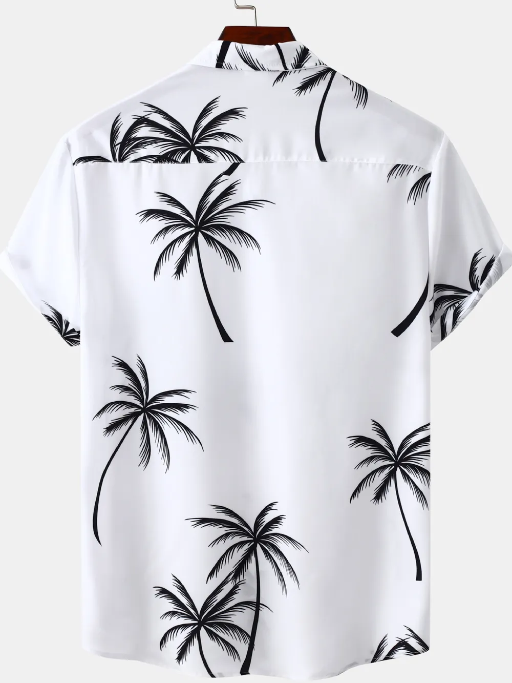 Men's Plus Size Tropical Palm Print Short Sleeve Button Down Shirt, image 4