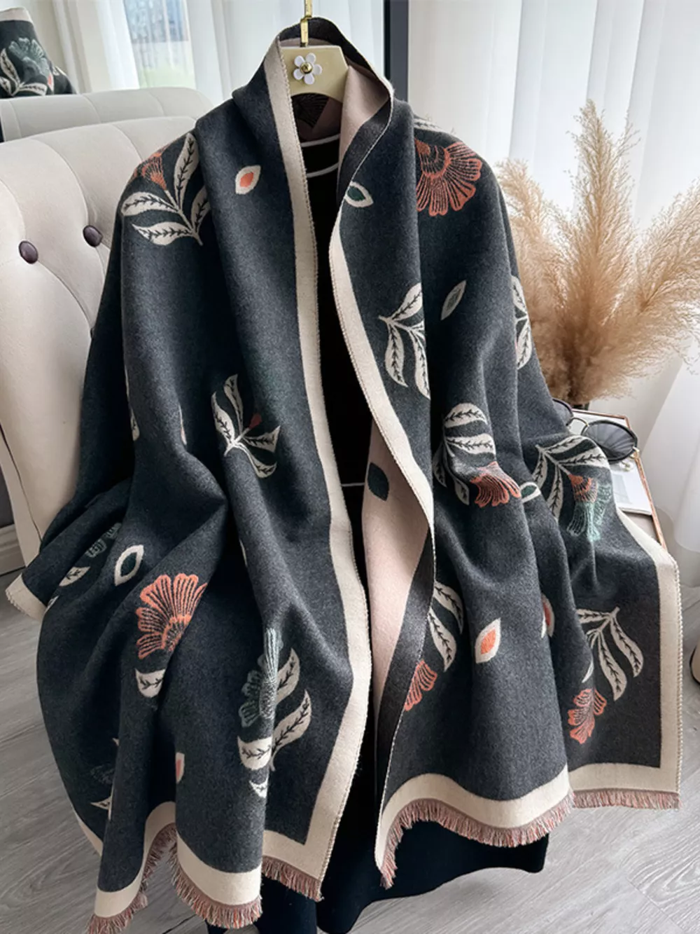 Printed Raw Hem Shawl, image 12