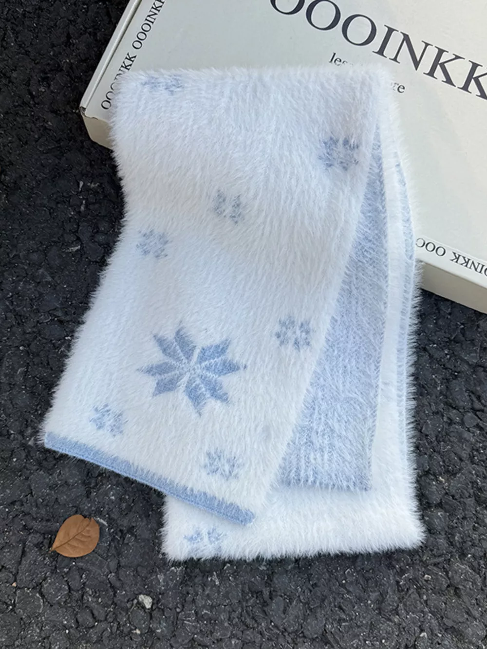 Fluffy Snowflake Pattern Winter Scarf, image 7
