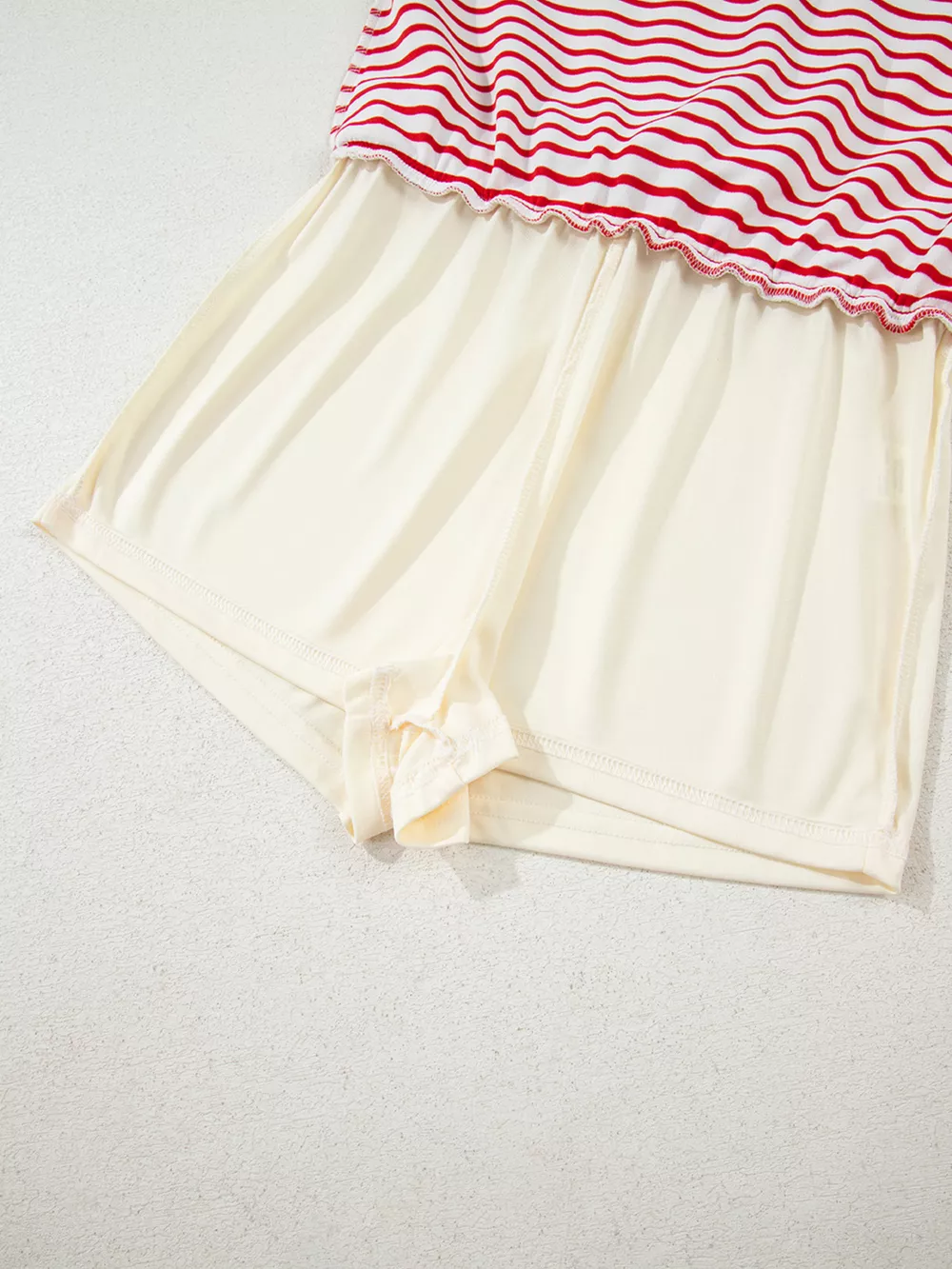 Stripe Collared V Neck Drop Shoulder Pullover and Skort 2pcs Outfit, image 10